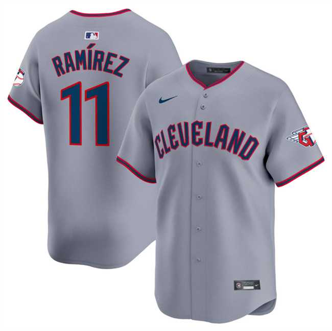 Mens Cleveland Guardians #11 Jose Ramirez Gray 2025 Alternate Limited Stitched Jersey Dzhi